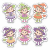 Schattige Halloween Witches Sticker Sheet (Voorkant)