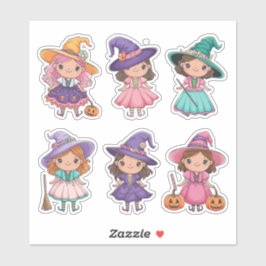 Schattige Halloween Witches Sticker Sheet