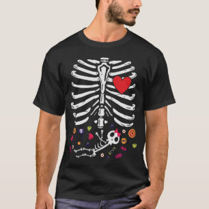 Schattige Halloween Zwangerschap Skelet Baby Meisj T-shirt