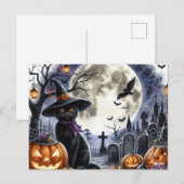 Schattige Halloween Zwarte Kat Ansichtkaart Briefkaart (Voorkant / Achterkant)