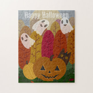 Schattige Halloween Zwarte Kat en Geesten Herfst P Legpuzzel