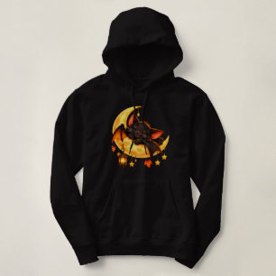 Schattige Halloween Zwarte Kat Maan Hoodie