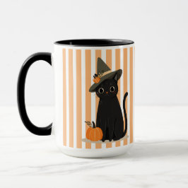 Schattige Halloween Zwarte Kat met Heksenhoed Pomp Mok