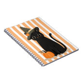 Schattige Halloween Zwarte Kat met Heksenhoed Pomp Notitieboek (Rechterzijde)