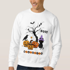 Schattige Halloween Zwarte Kat met Pompoenen Trui
