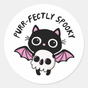 Schattige Halloween Zwarte Kat Ronde Sticker