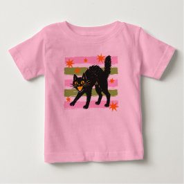 Schattige Halloween Zwarte Kat Roze Groene Strepen