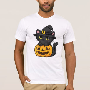 Schattige Halloween Zwarte Kat T-shirt