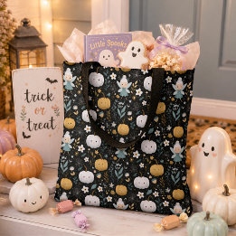 Schattige Halloweenfee en pastel pompoenen Tote Bag