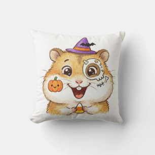 Schattige Halloweenhamster met Snoepmais & Heksenh Kussen