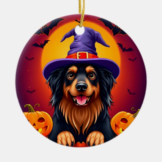 Schattige halloweenhond keramisch ornament (Voorkant)