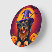 Schattige halloweenhond ronde klok (Hoek)
