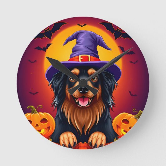Schattige halloweenhond ronde klok (Voorkant)