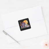 Schattige Halloweenhuis Vierkante Sticker (Envelop)