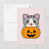 Schattige Halloweenkat in Jack o Lantern Briefkaart (Voorkant / Achterkant)