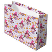 Schattige Halloweenpatroon met pompoenen en heks Groot Cadeauzakje (Voorkant Gekanteld)