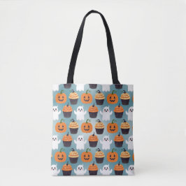 Schattige Halloweenpatroon | Pompoenen, geesten, c Tote Bag