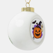 Schattige Halloweenpompoen met Heksenhoed – Geest Keramische Bal Ornament (Links)