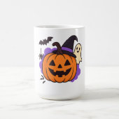 Schattige Halloweenpompoen met Heksenhoed – Geest  Koffiemok (Center)