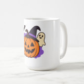 Schattige Halloweenpompoen met Heksenhoed – Geest  Koffiemok (Voorkant rechts)