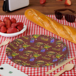 Schattige hamburgers en honden papieren bordje