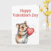 Schattige Hampster Valentijnsdag Kaart (Gele Bloem)