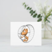 schattige hamster die in een wiel rent briefkaart (Staand voorkant)
