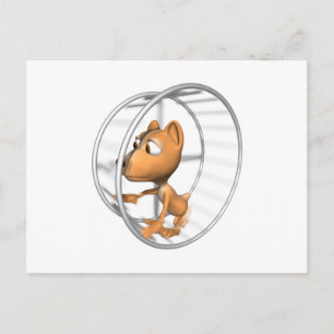 schattige hamster die in een wiel rent briefkaart