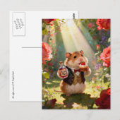 Schattige Hamster Eet Aardbeien Cupcake Briefkaart (Voorkant / Achterkant)