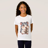 Schattige hamster eet zonnebloempit grappige meme t-shirt (Voorkant volledig)