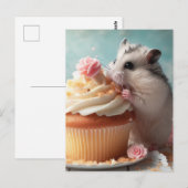 Schattige hamster eten cupcake briefkaart (Voorkant / Achterkant)