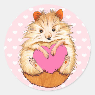 Schattige Hamster & Hearts Illustratie Ronde Sticker