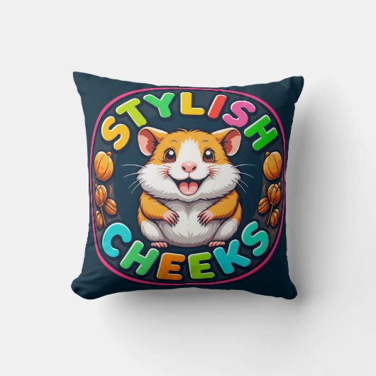 Schattige Hamster in Felle Kleuren Kussen (Voorkant)