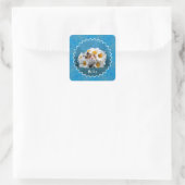 Schattige hamster in White Daisy Bouquet Vierkante Sticker (Tas)