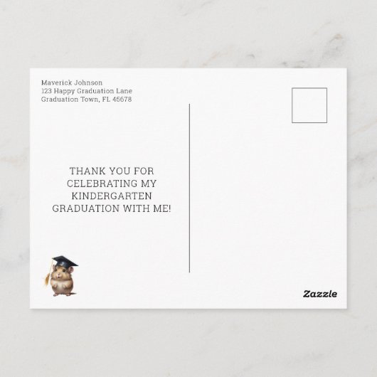 Schattige Hamster Kleuterschool Afstudeer Dankjewe Briefkaart (Achterkant)