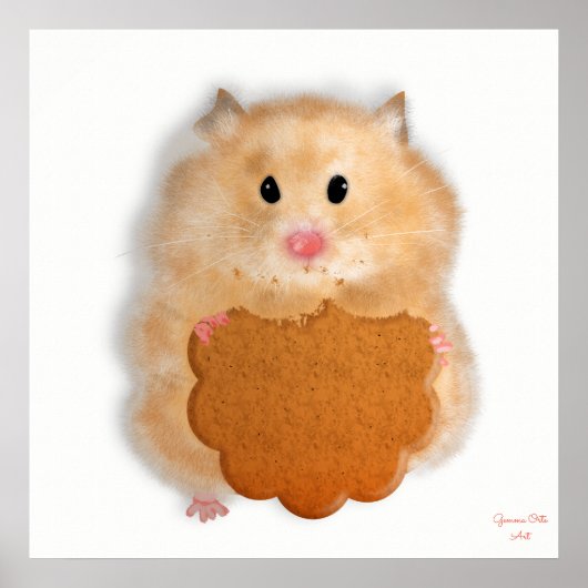 Schattige hamster met biscuitkunst Illustratie. Poster (Voorkant)