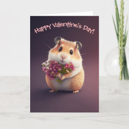 Schattige hamster met bloemen voor Valentijnsdag Feestdagen Kaart