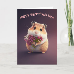 Schattige hamster met bloemen voor Valentijnsdag Feestdagen Kaart