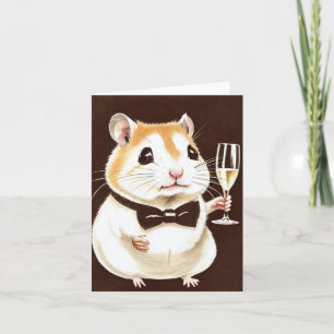 Schattige hamster met champagnkaart kaart
