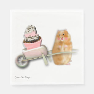 Schattige hamster met muffin papieren servet. servetten
