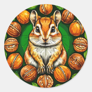 Schattige hamster met noten knus grappig cadeau ronde sticker