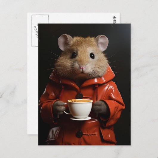 Schattige hamster met pindakaas in een Mok Briefkaart (Voorkant / Achterkant)