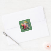 Schattige hamster met Red Arthurium Boeket Vierkante Sticker (Envelop)