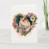 Schattige hamster met roze bloemen Valentijnsdag Feestdagen Kaart (Voorkant)