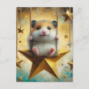 Schattige Hamster Swings op Gold Star Swing Briefkaart