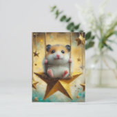Schattige Hamster Swings op Gold Star Swing Briefkaart (Staand voorkant)