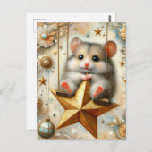 Schattige Hamster Swings op Gold Star Swing Briefkaart (Voorkant / Achterkant)