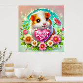 Schattige hamster viert Moederdag Poster (Keuken)