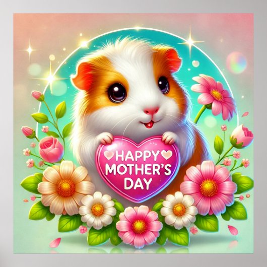 Schattige hamster viert Moederdag Poster (Voorkant)