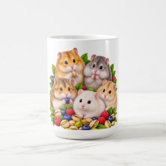 Schattige hamsterfamilie met bessen en pistachenmo koffiemok
